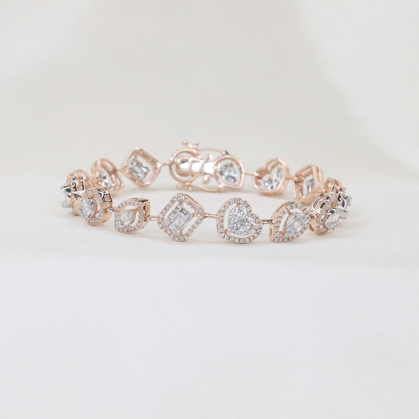 Berry's 18ct White Gold Fancy Cut Three Row Diamond Bracelet